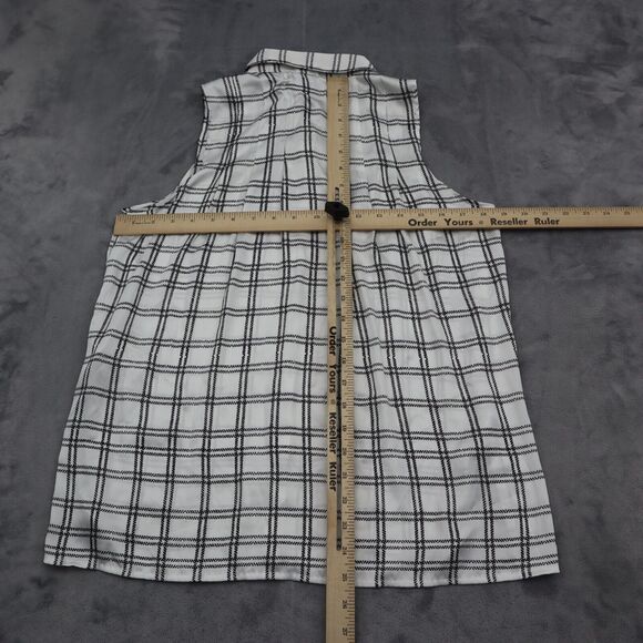 Forever 21 Shirt Womens S White Black Plaid Button Up Sleeveless Collared Top - Picture 5 of 15